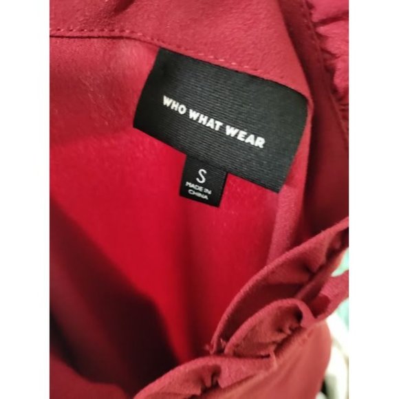 Who What Wear Mock Neck Button Up A-Line Pirate Mini Dress Red Women's Size S - Picture 12 of 12